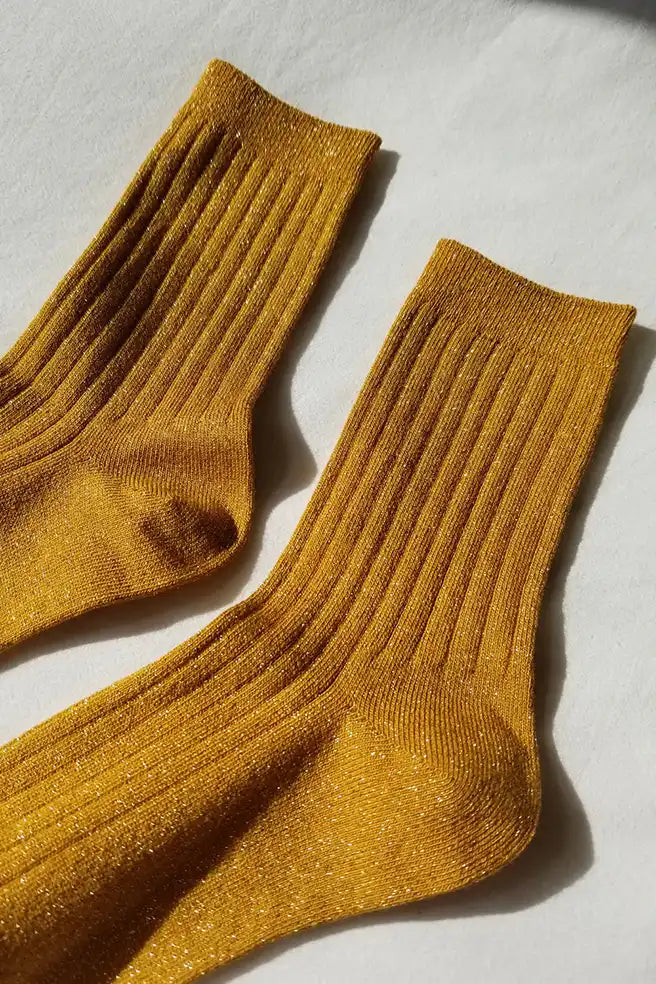 Le Bon Shoppe her socks mustard glitter