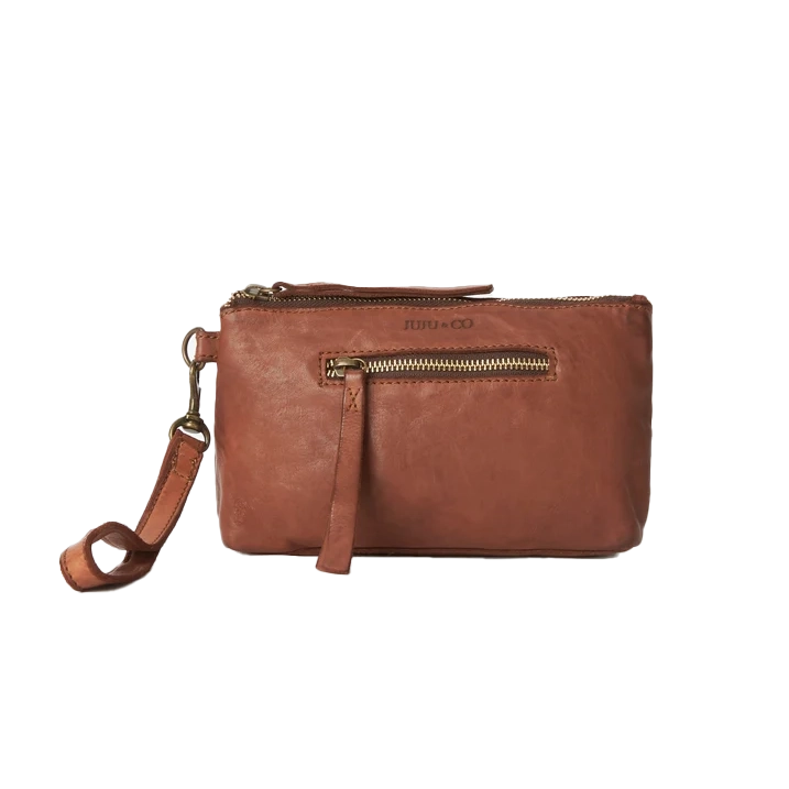Juju & Co santorini small leather pouch bag cognac