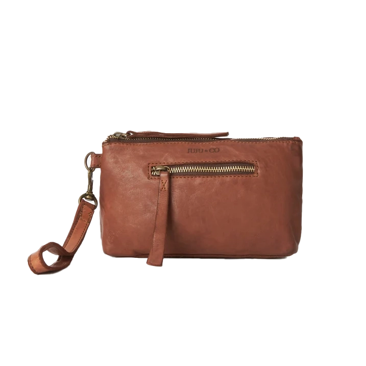 Juju & Co santorini small leather pouch bag cognac