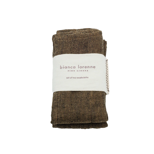 Set of two linen blend wash cloths bronze