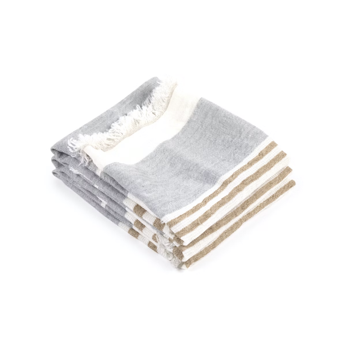Belgian linen hand towel ash stripe