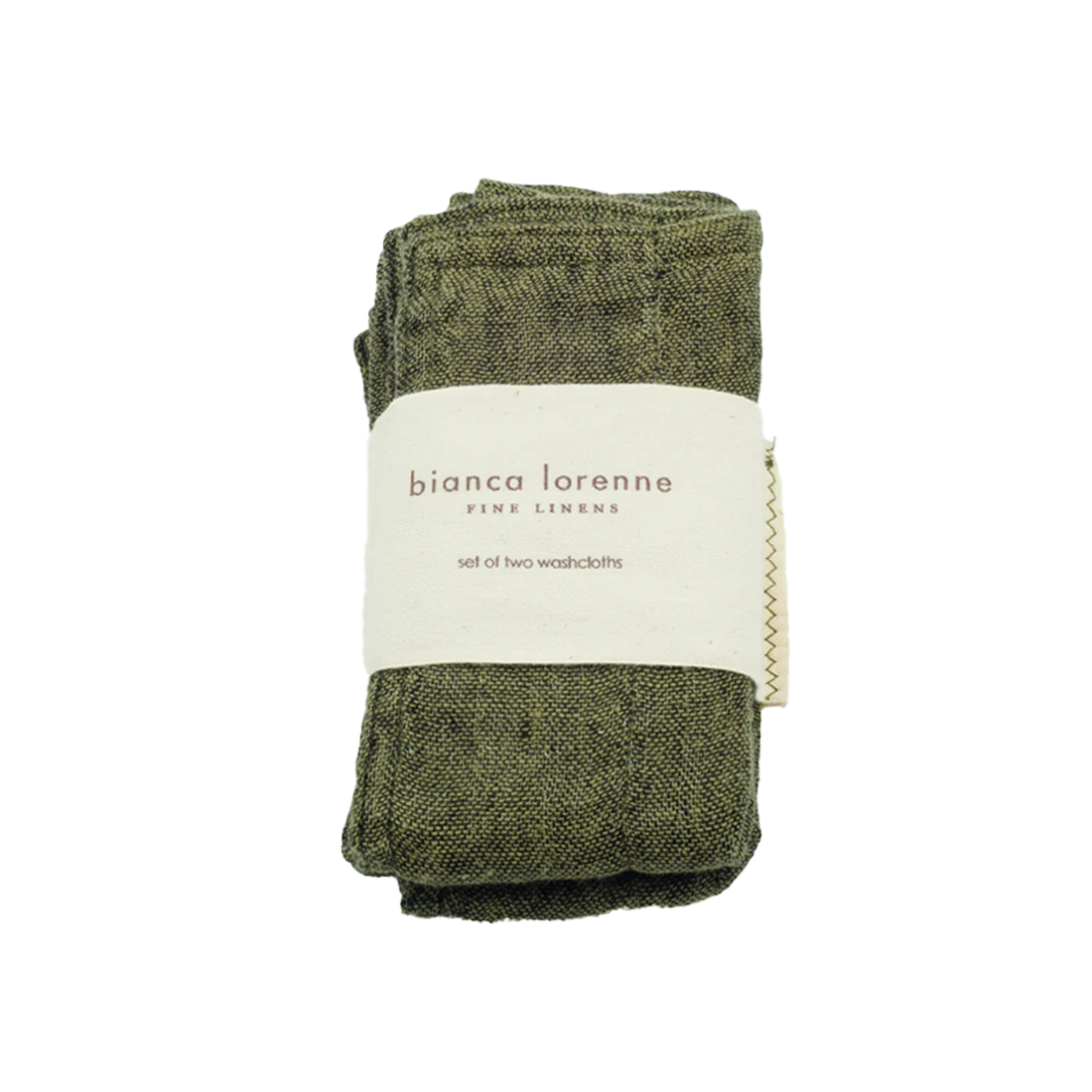 Set of two linen blend wash cloths moss