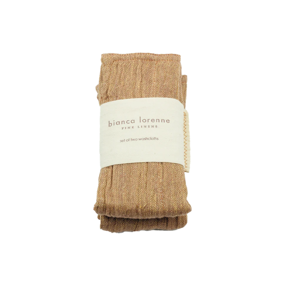 Set of two linen blend wash cloths sepia