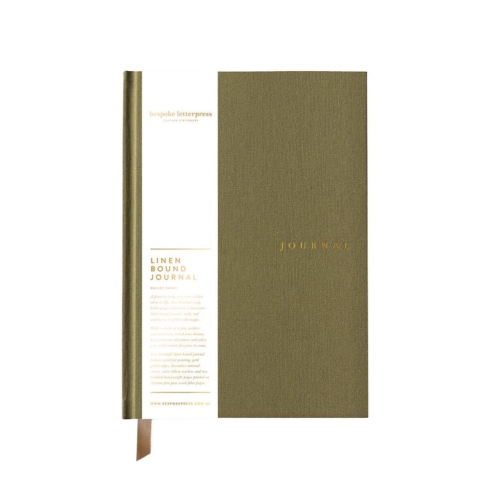 Linen bound journal green (bullet pages)