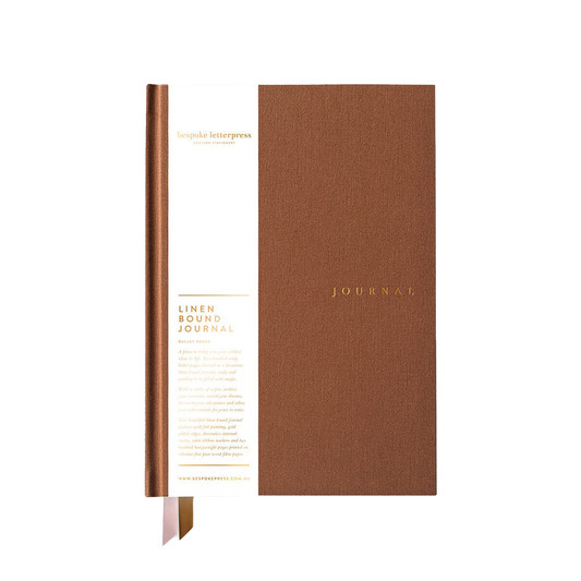 Linen bound journal mocha (lined pages)