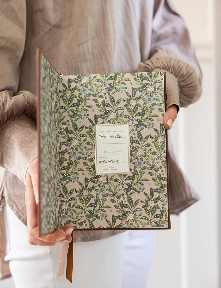 Linen bound journal mocha (lined pages)