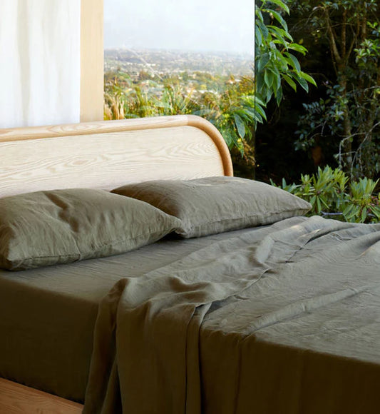 Linen fitted sheet ivy