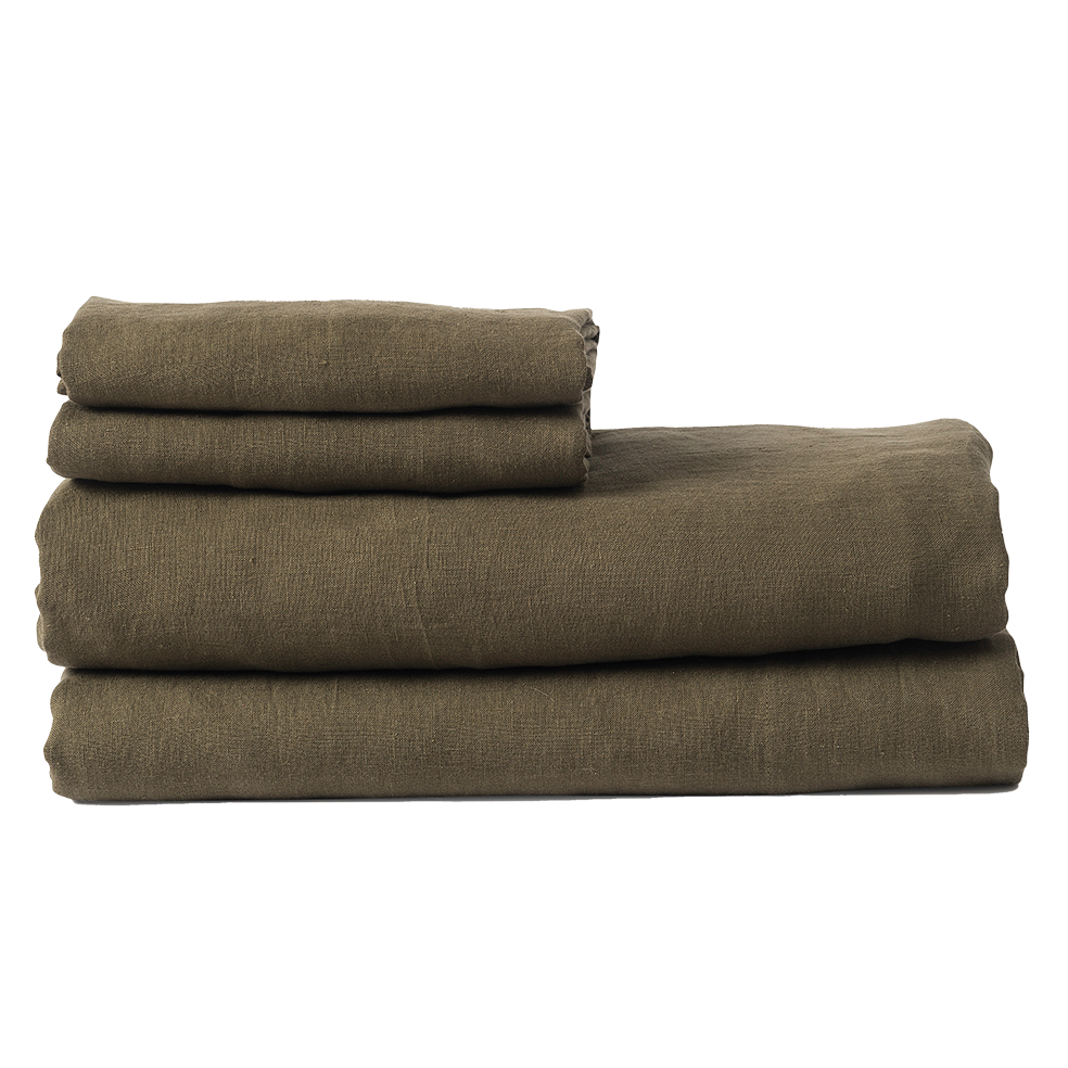 Linen flat sheet ivy