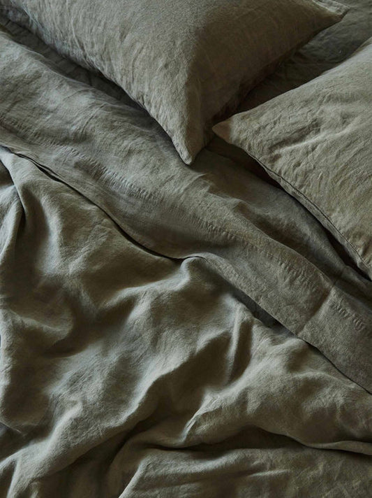Linen flat sheet ivy