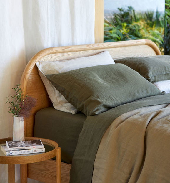 Linen flat sheet ivy