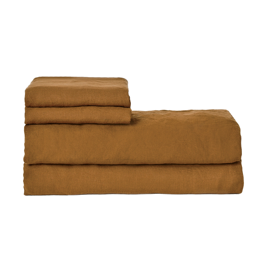 Linen flat sheet ochre