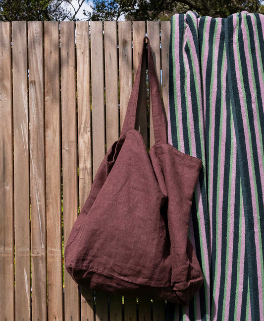 Linen tote bag mulberry