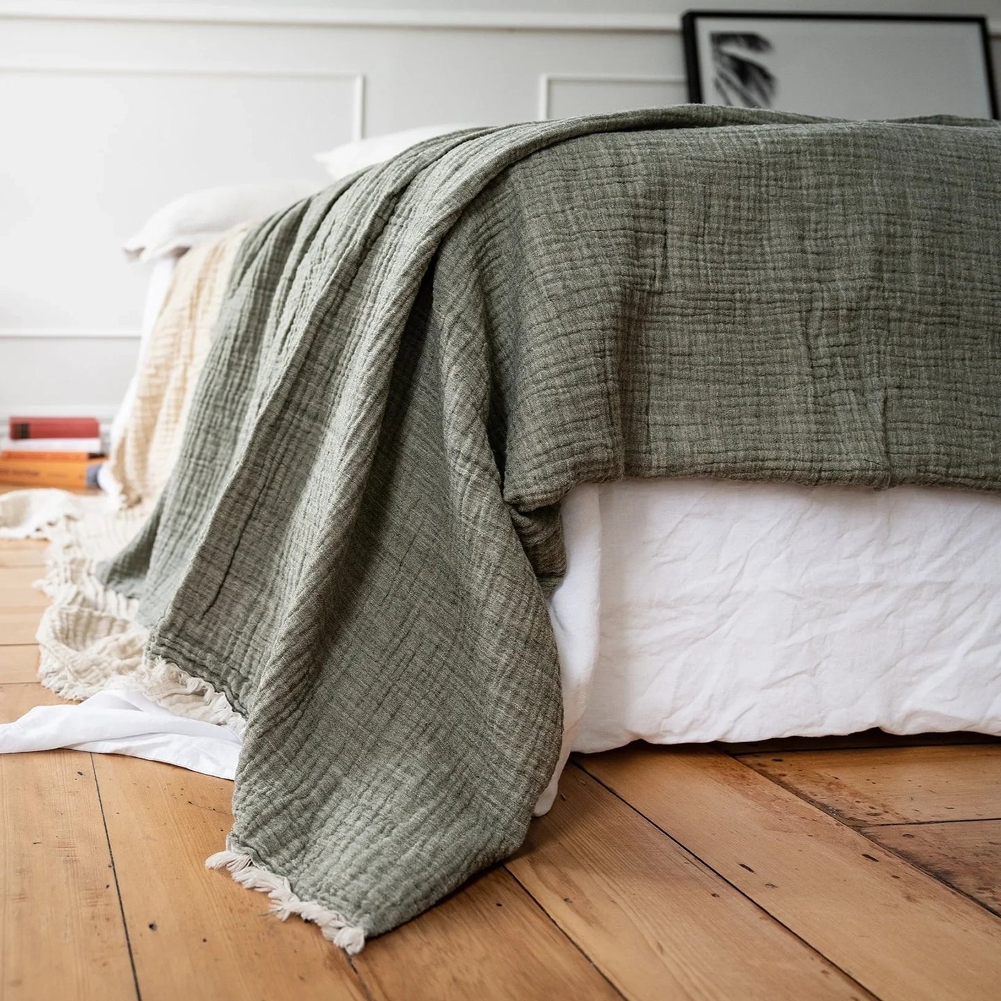 Nomad linen blend throw lichen 200 x 240cm