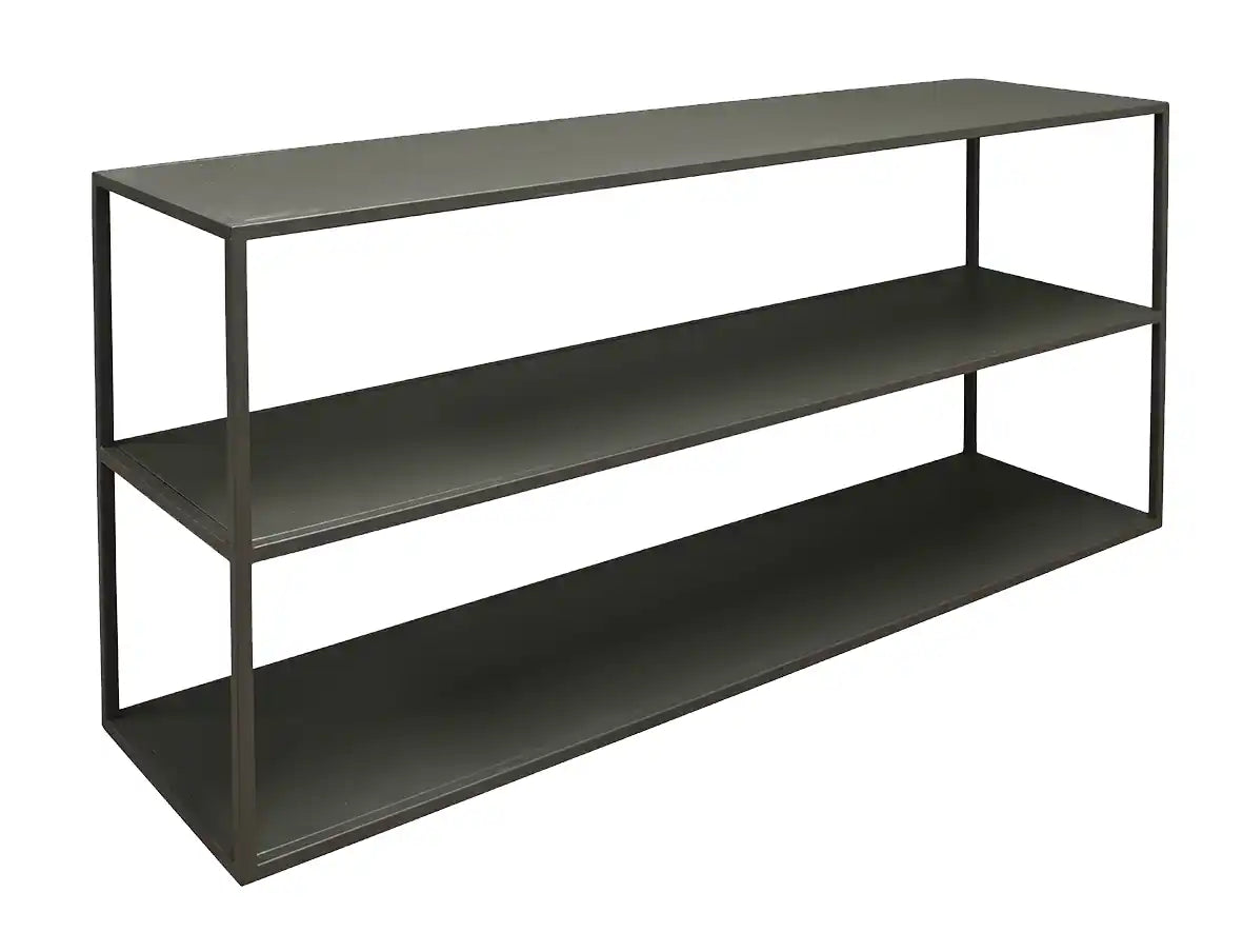 Low profile shelving unit 140cm olive