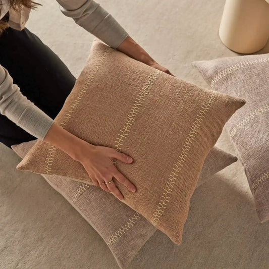 Maddalena embroidered cushion cover biscotti 50cm