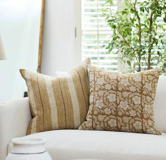 Marigold stripe linen cushion cover 50cm