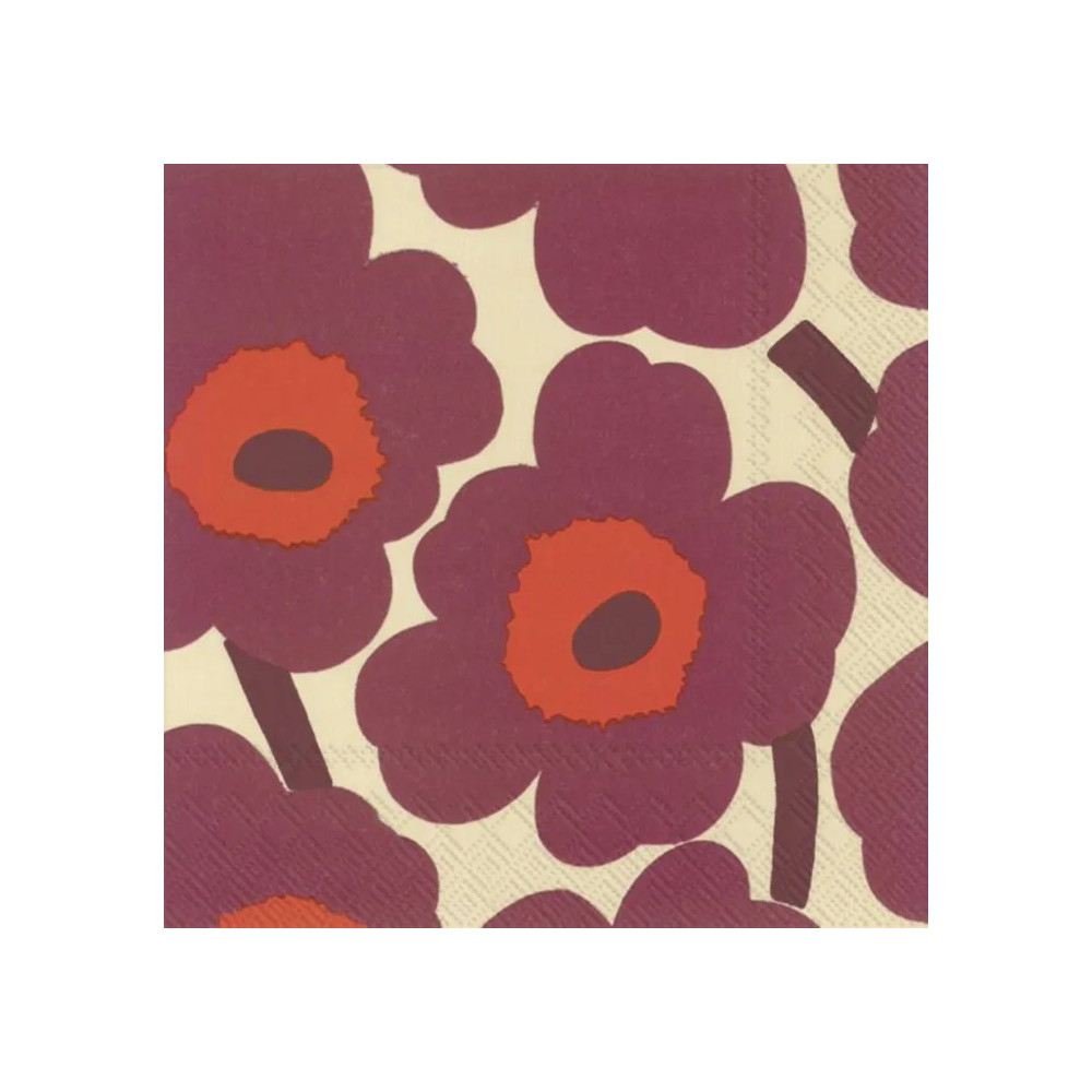 Marimekko unikko cocktail napkins set of 20 cream bordeaux