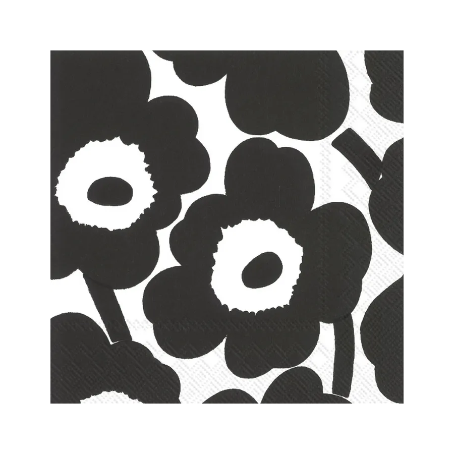 Marimekko unikko paper napkins set of 20 black
