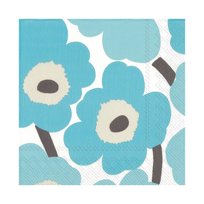 Marimekko unikko paper napkins set of 20 turquoise