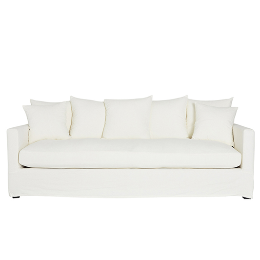 Martha linen cotton blend 3.5 seater sofa white