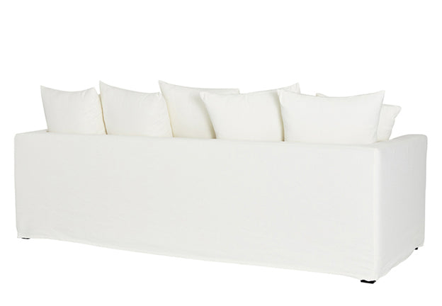 Martha linen cotton blend 3.5 seater sofa white