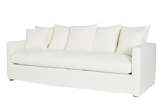 Martha linen cotton blend 3.5 seater sofa white