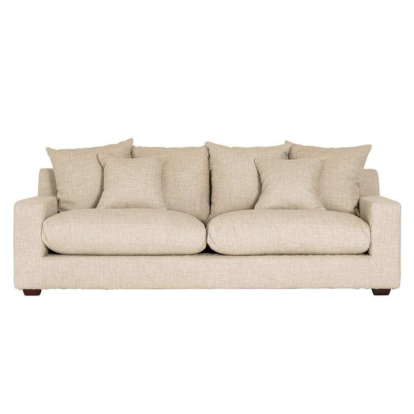 Melba 3.5 seater slip cover linen sofa salt & pepper