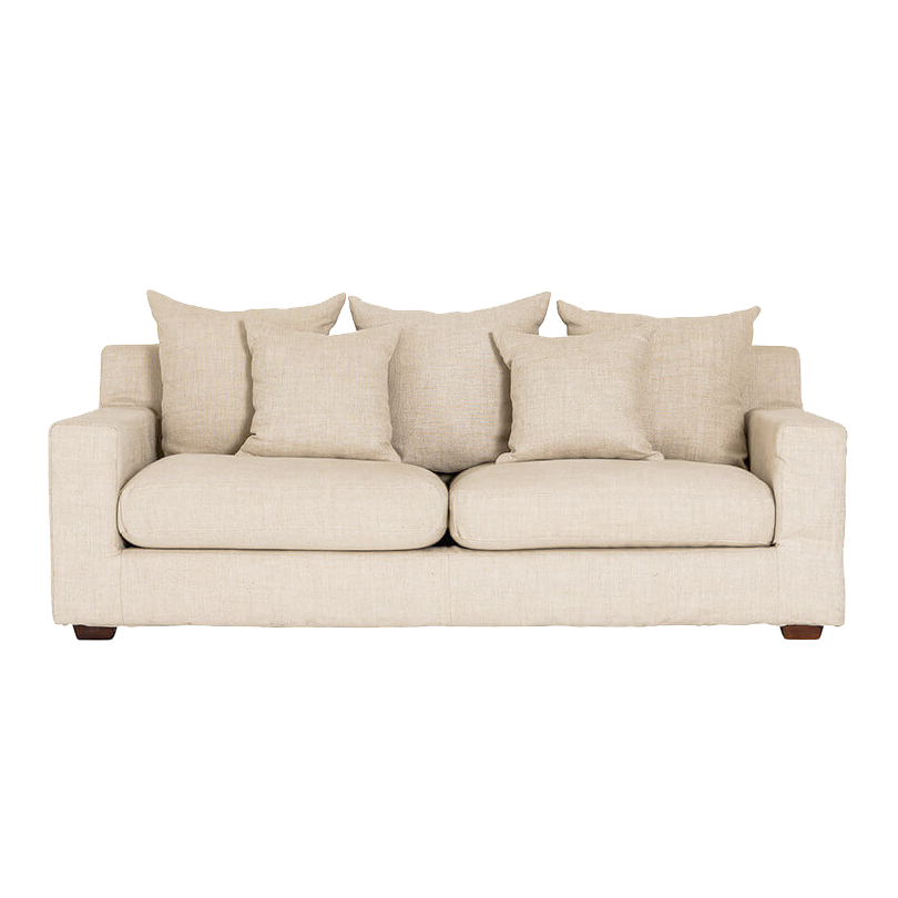 Melba 3-seater slip cover linen sofa salt & pepper