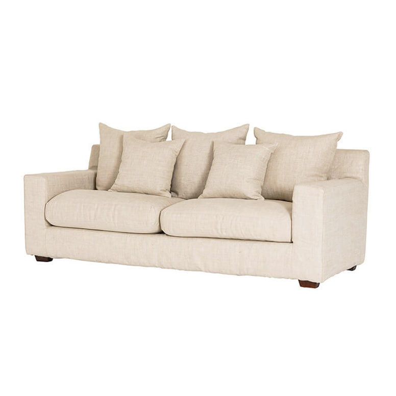 Melba 3-seater slip cover linen sofa salt & pepper
