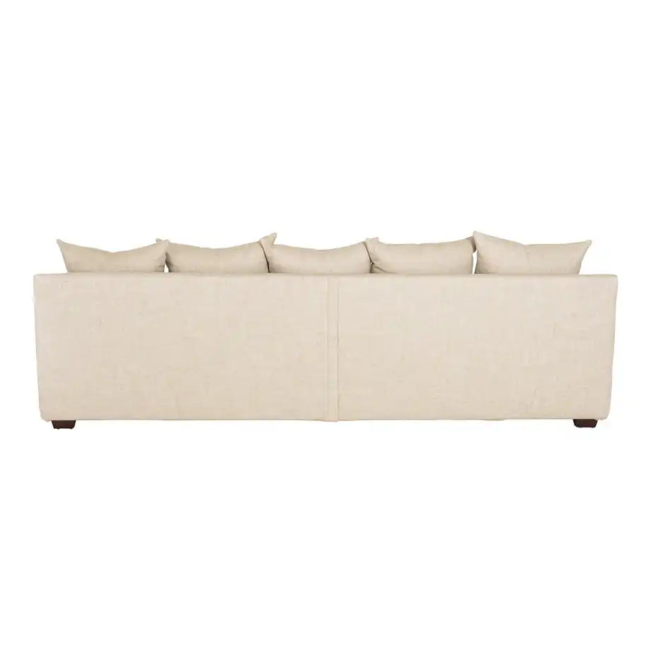 Melba slip cover linen sofa with chaise salt & pepper