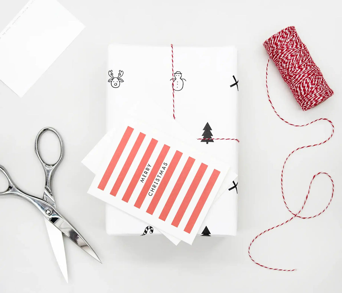 Merry Christmas red striped card