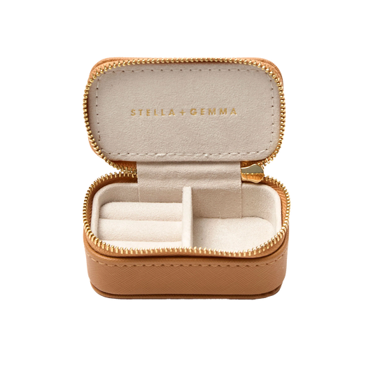 Mini rectangle jewellery box caramel 9cm