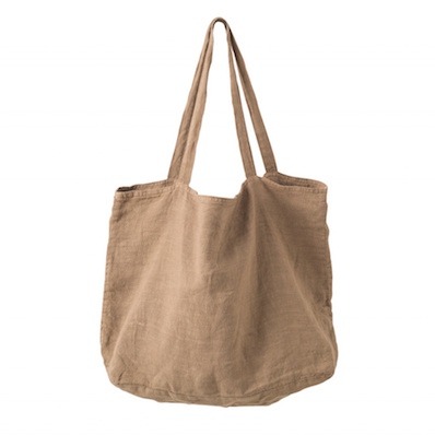 Washed linen tote bag matcha
