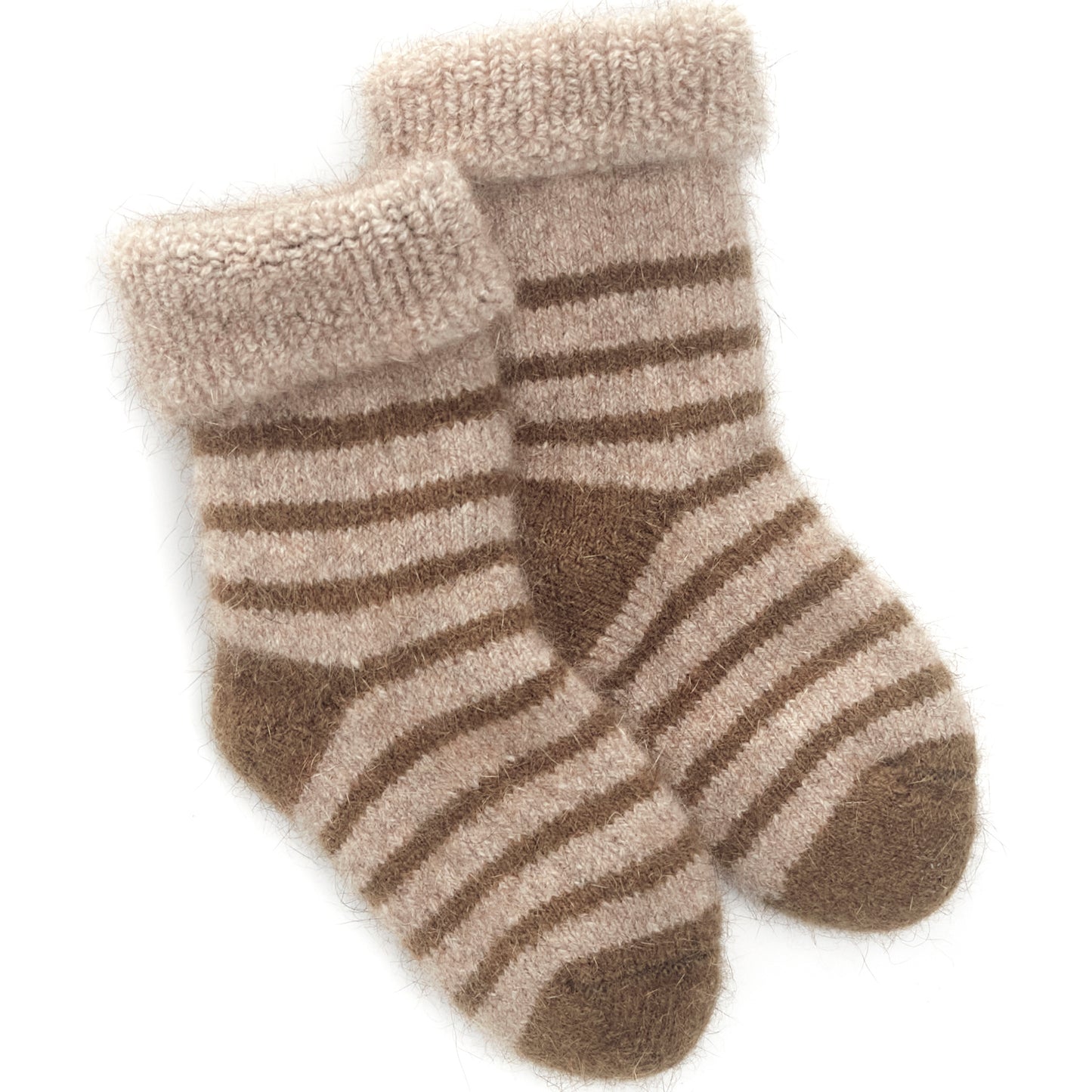 NZ made mini possum merino wool socks olive stripe