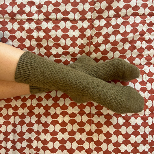 NZ made possum merino honeycomb wool socks olive