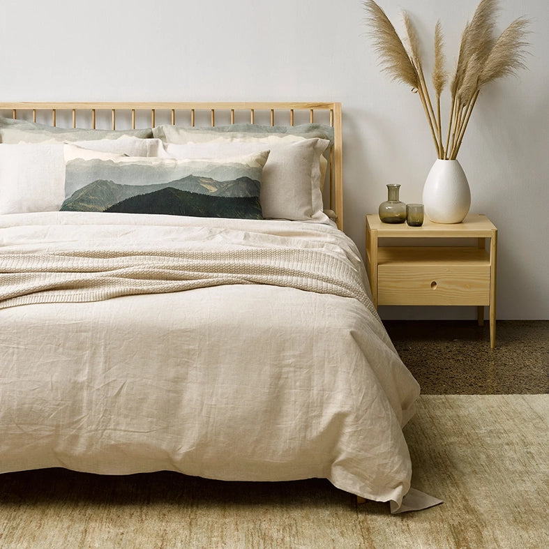 Natural linen duvet king single