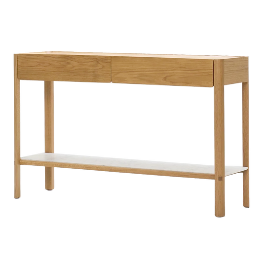 Neil oak console with marble shelf 120cm natural