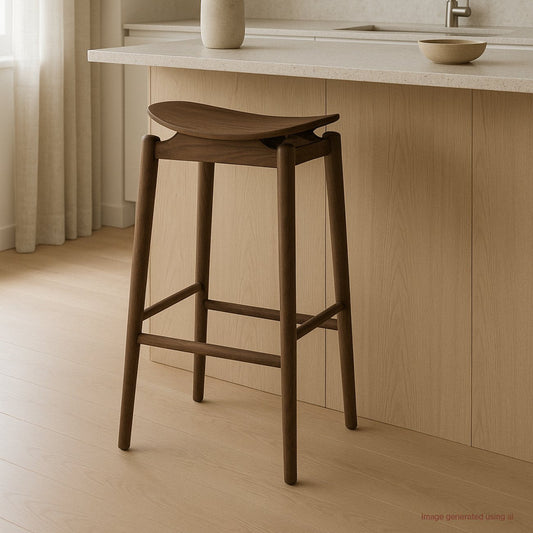 Nord solid oak bar stool walnut 67cm