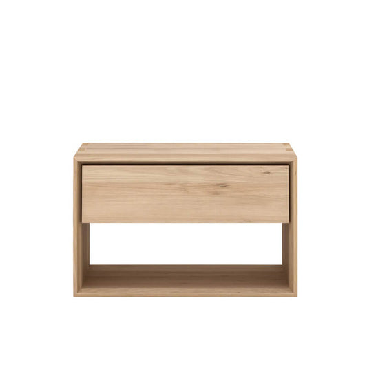 Oak Nordic bedside cabinet low
