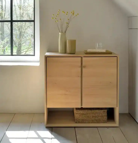 Oak Nordic double door sideboard 80cm