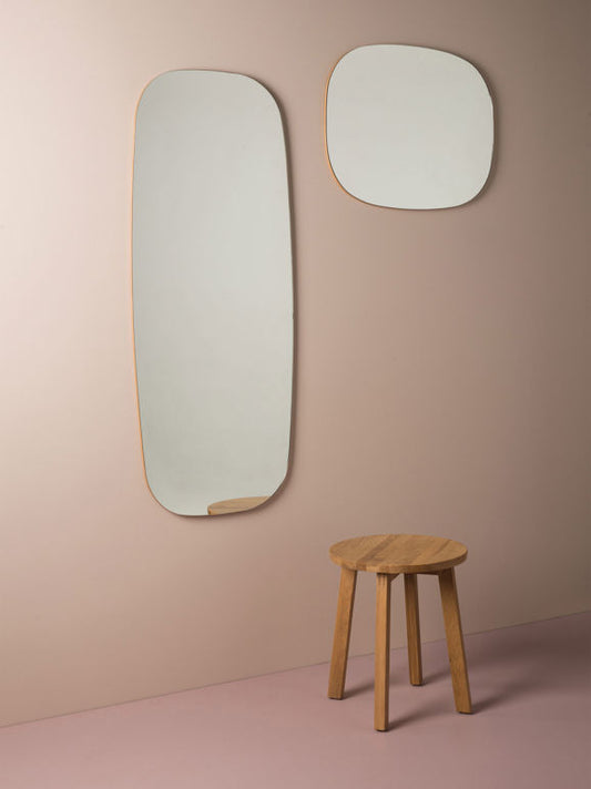 Oval wall mirror natural oak 62cm