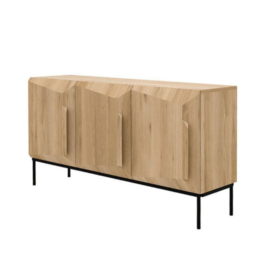 Oak angled sideboard 3-door 150cm natural