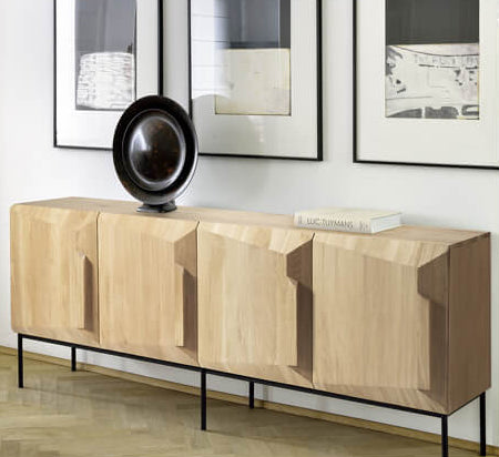 Oak angled sideboard 4-door 200cm natural