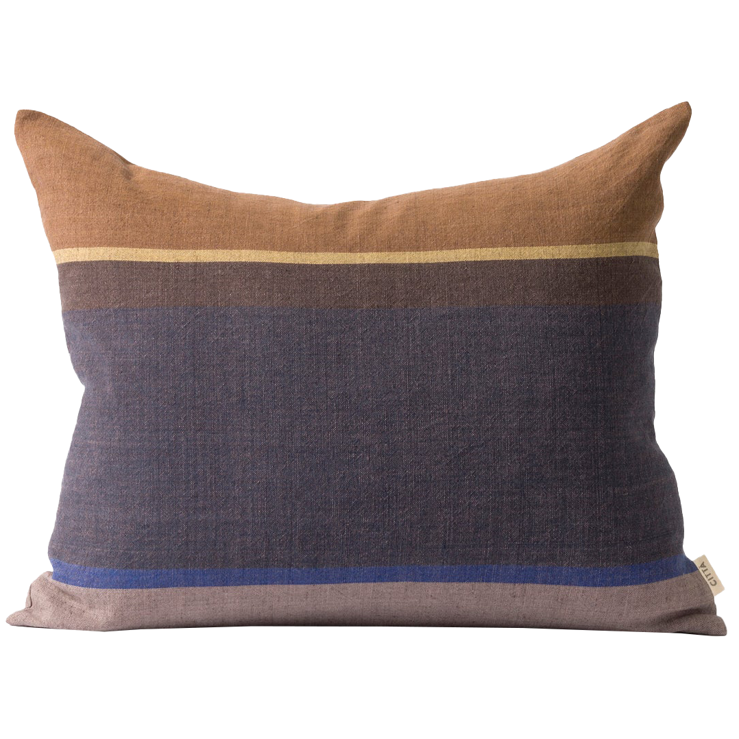 Obi cushion cover blue black/dijon 55cm x 45cm