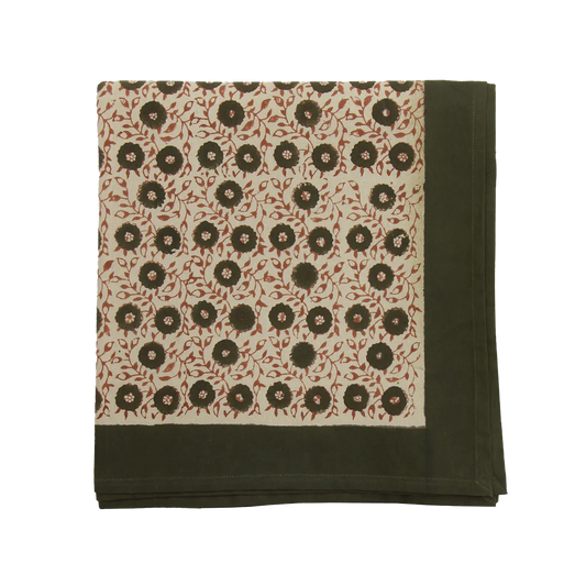 Odelle block print cotton tablecloth 250cm long