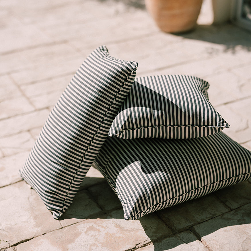 Outdoor Laurens navy striped scatter cushion 46cm square