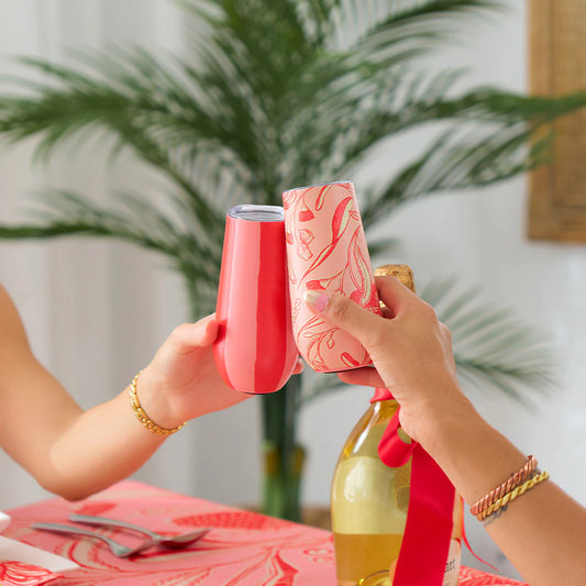 Outdoor double walled champagne tumbler red & pink 175ml