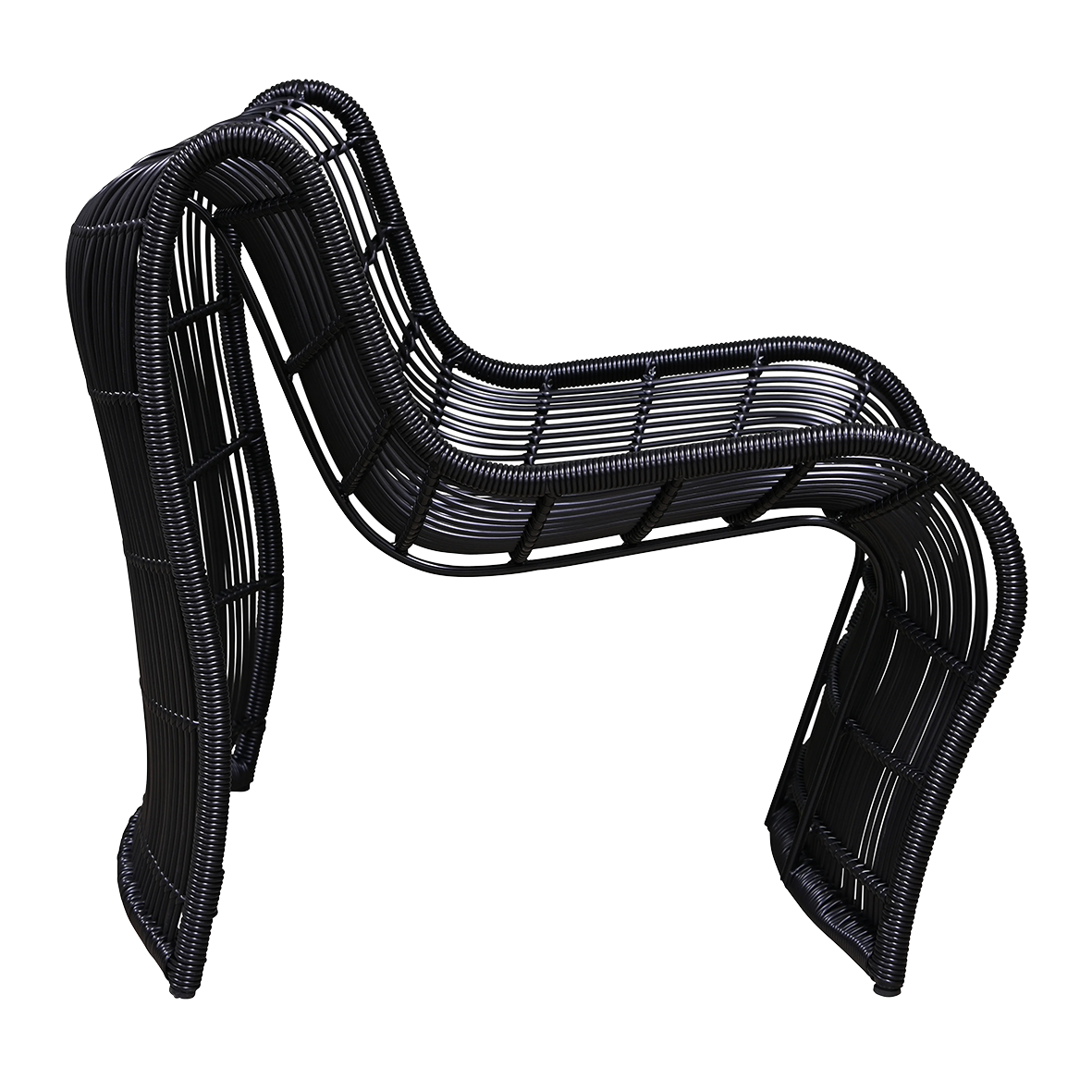 Outdoor wave chair straight weave black