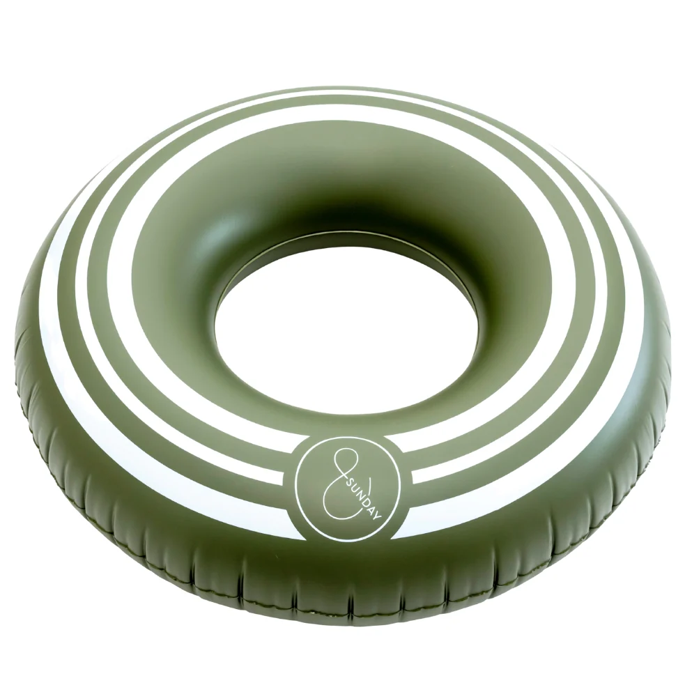 Oversized striped pool float olive 130cm