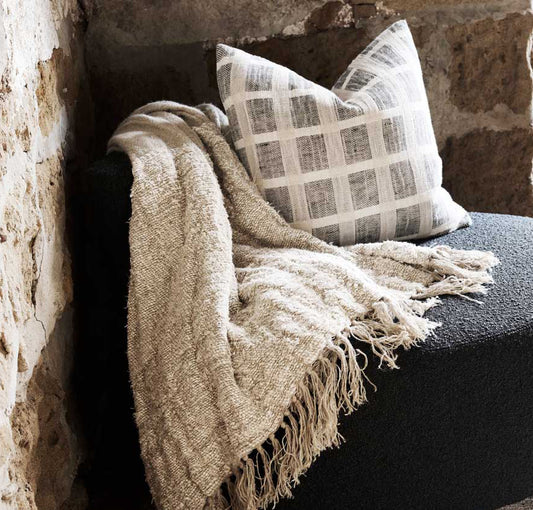 Petra hand woven linen cotton cushion cover 50cm